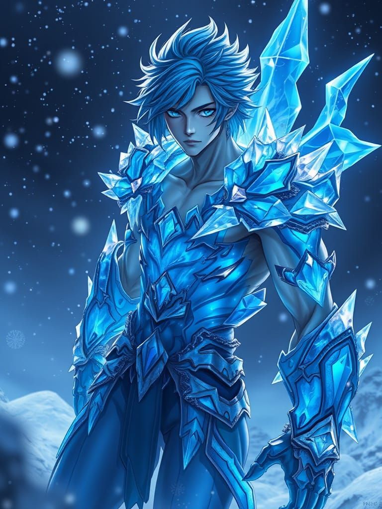 Ethereal Ice Spirit in 3D Anime Style