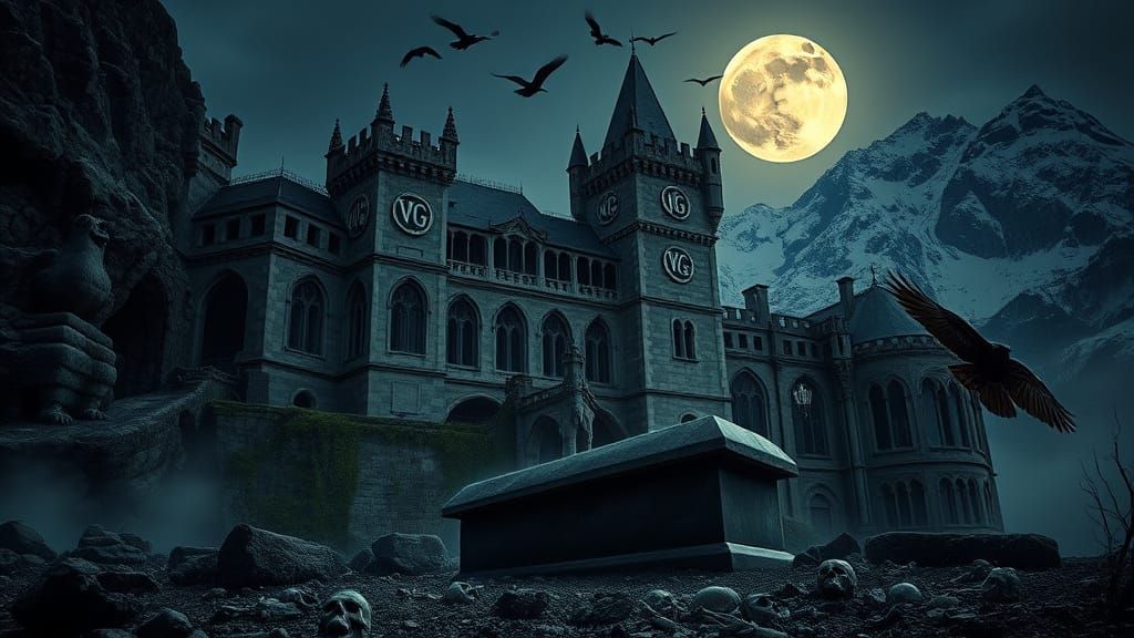 Gothic Castle Carved into Mountainside, Majestic Medieval Ar...