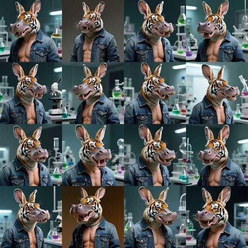 Hybrid Creature with Rabbit Ears and Jeans