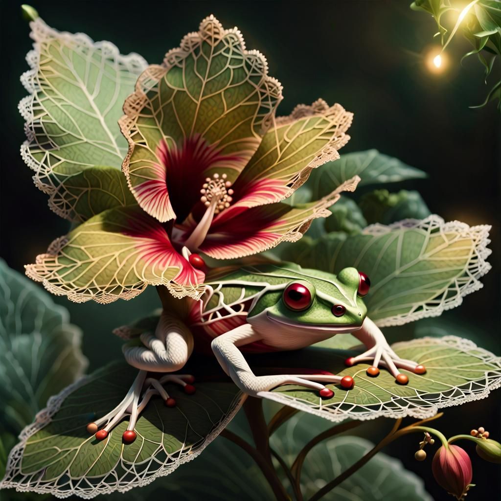 Backlit Frog-Birds in Eco-Futuristic Garden