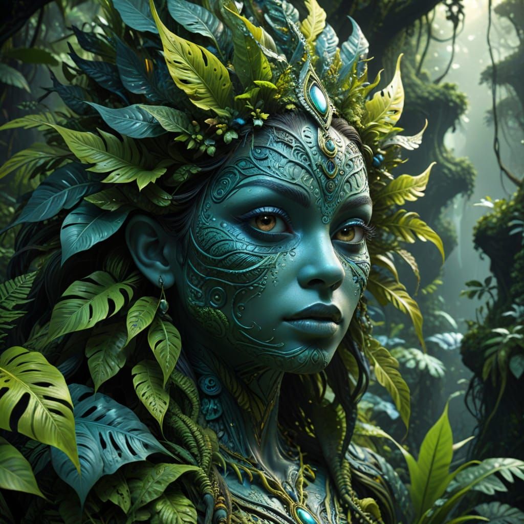 Amazon Rainforest in Awe of Earth Goddess: 3D Render