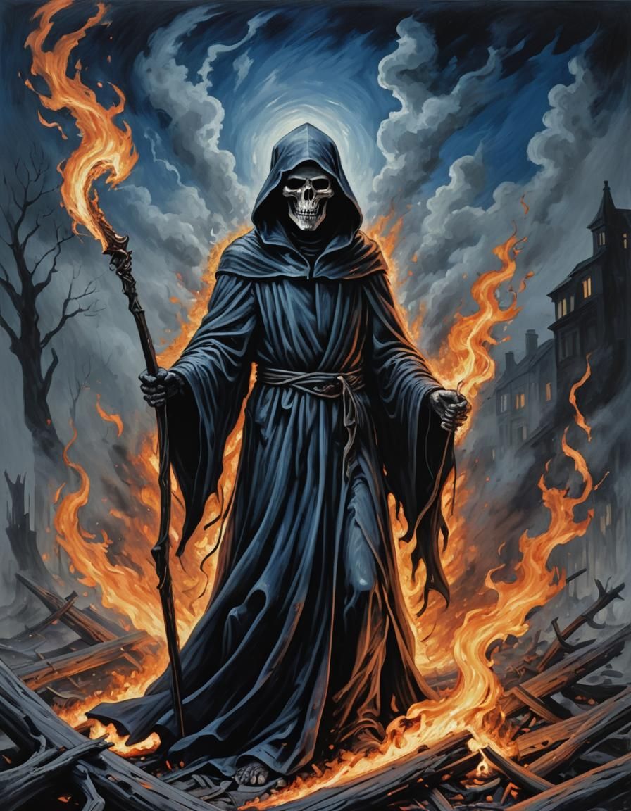 Grim Reaper in Expressionist Neo-Impressionism Style
