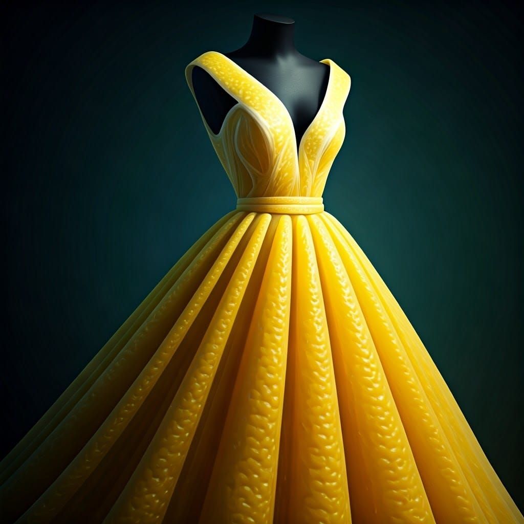 Lemon Zest Gown: Hyper-Detailed 8K Surreal Fashion
