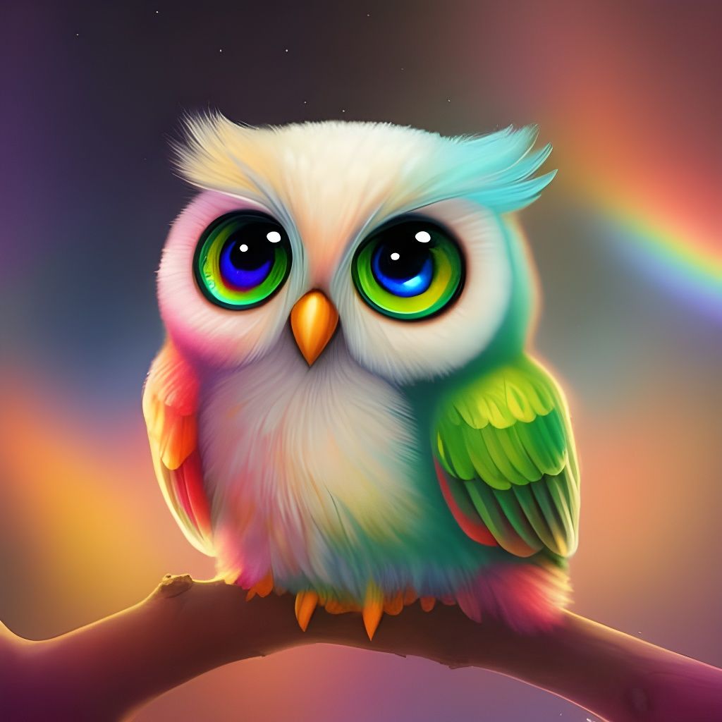 🦉Cute Rainbow Baby Owl🌈