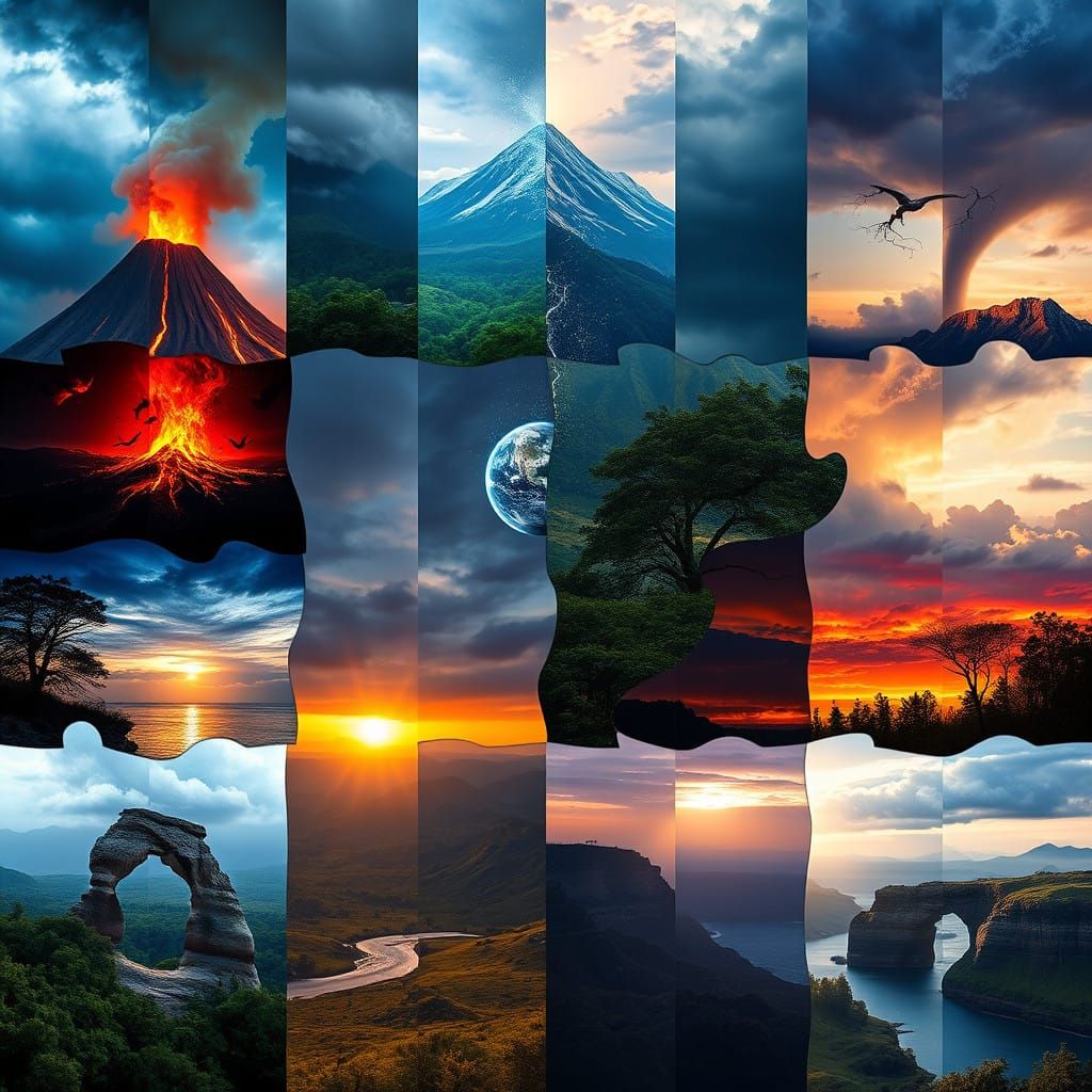 Fantastical Landscape Puzzle with Hidden Dragon