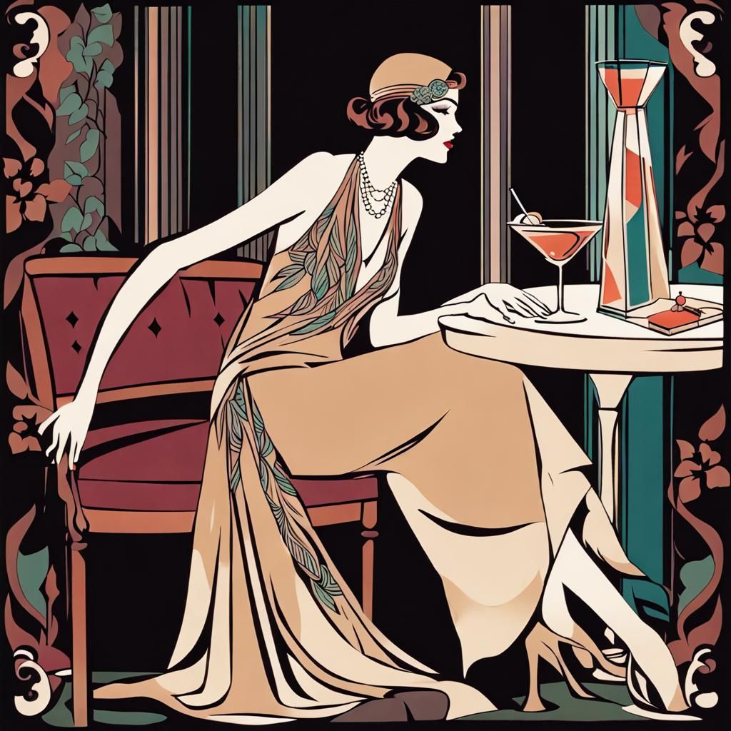 Roaring Twenties Woman in Paper Cutting Style