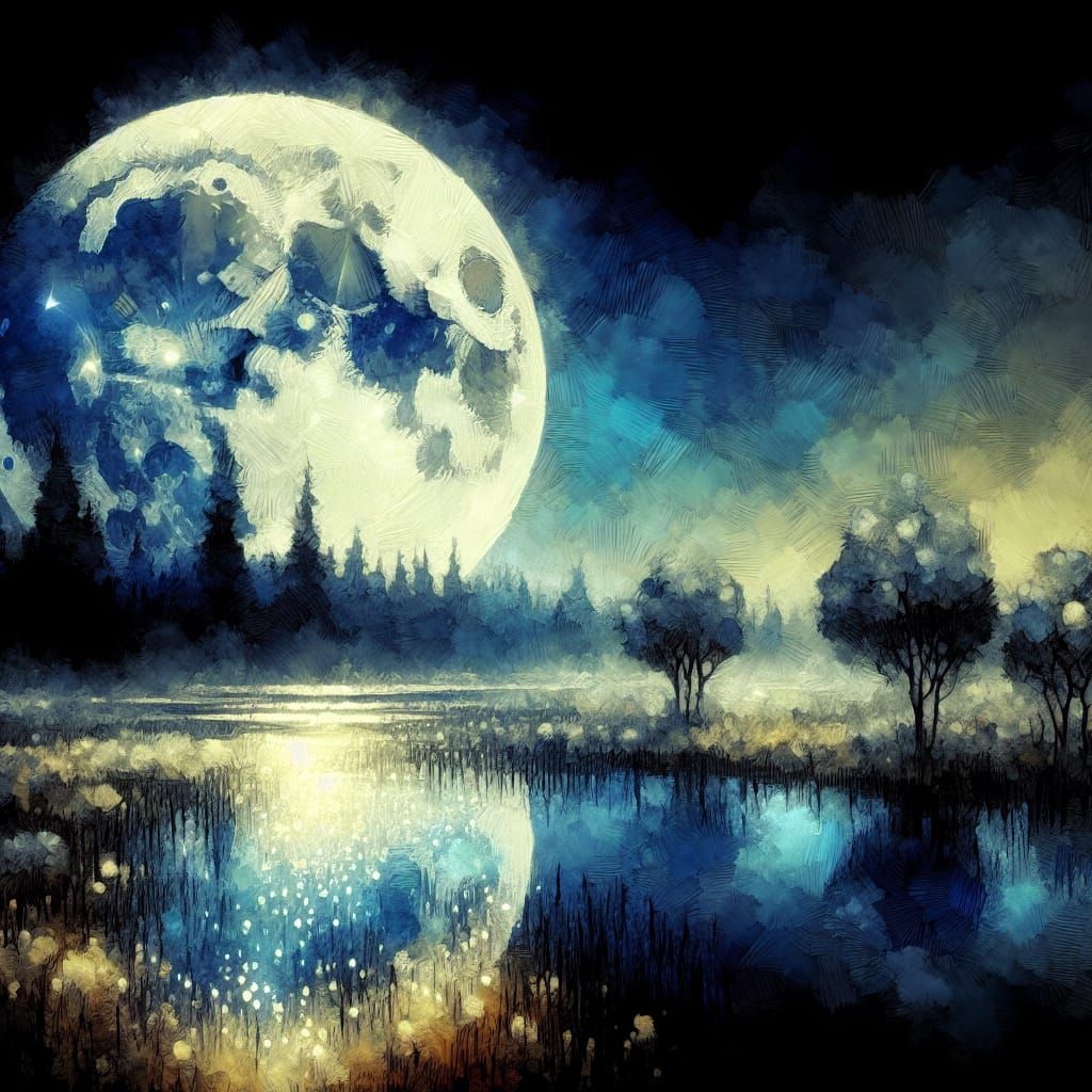 Soothing Mother-of-Pearl Moonlit Meadow