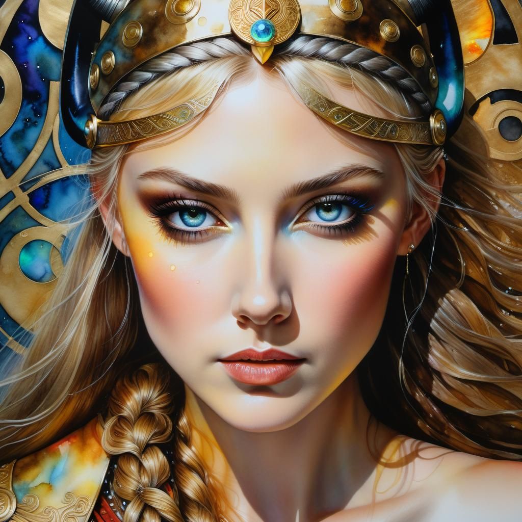 Viking Princess Portrait in Mixed Media