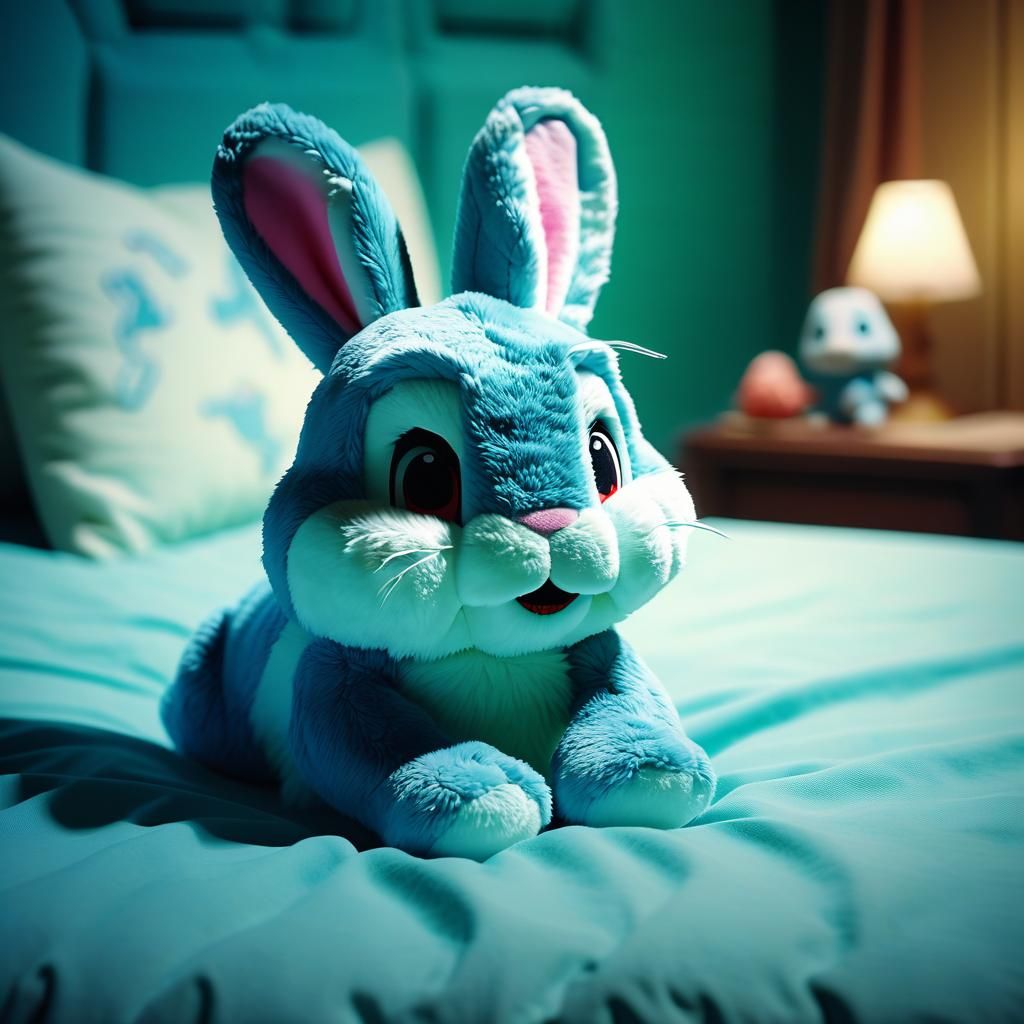 Cinematic Plush Bed of a Bunny Character