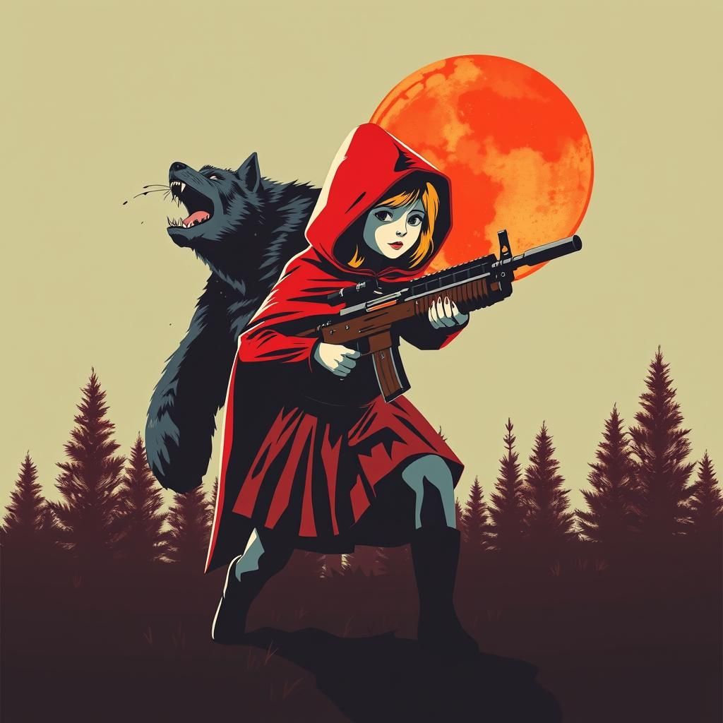 Little Red Riding Hood Hunts the Wolf in Pop Art