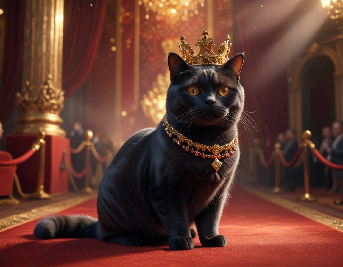 Regal Feline Ruler Ascends Red Carpet in Cinematic Digital P...
