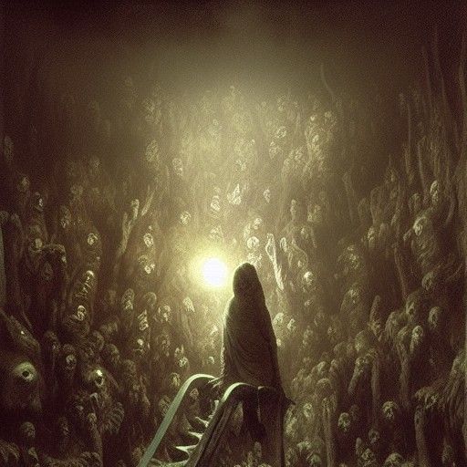 Horrific Hot Dog in Dark Engraving Style