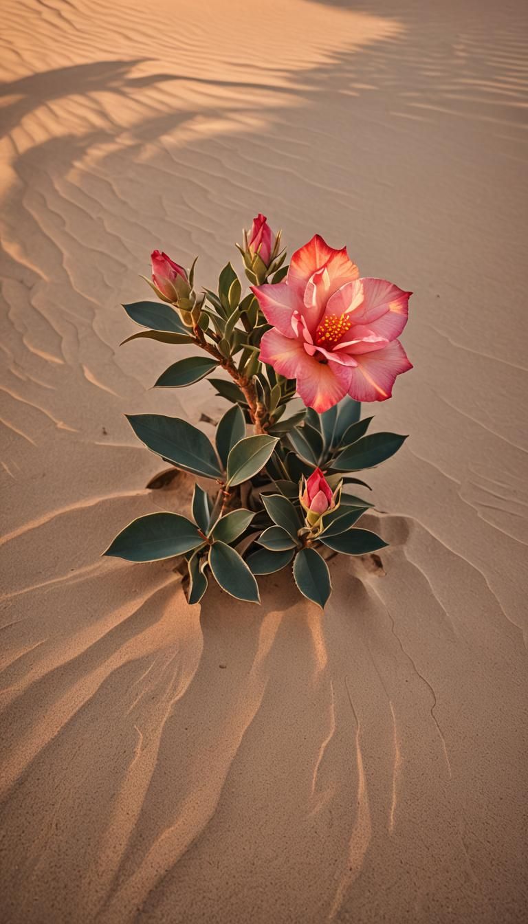 Desert Rose at Sunset: Golden Hour Photography