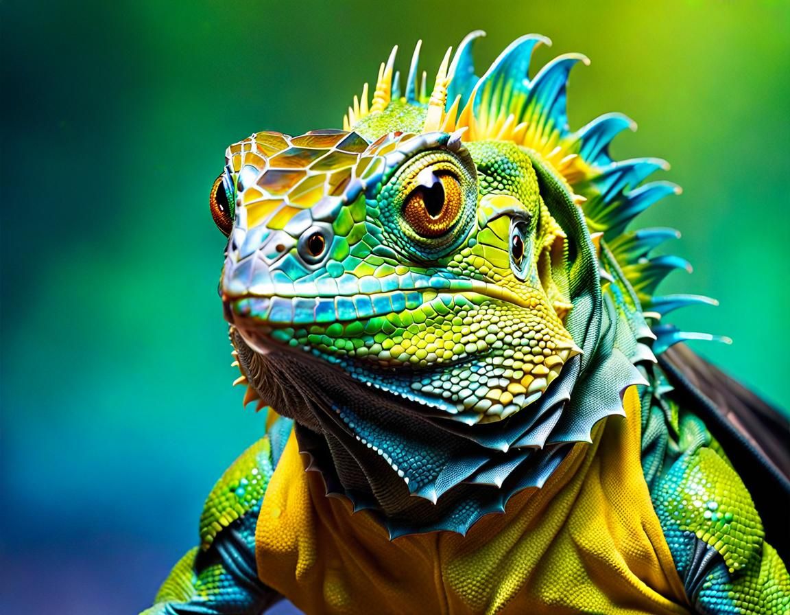 Iguana-Bat Creature: 3D Render in Iridescent Colors