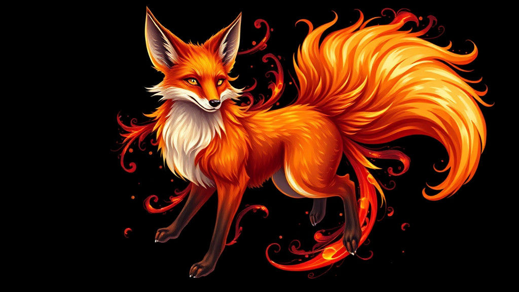 Fiery Fox Digital Painting with Ornate Details