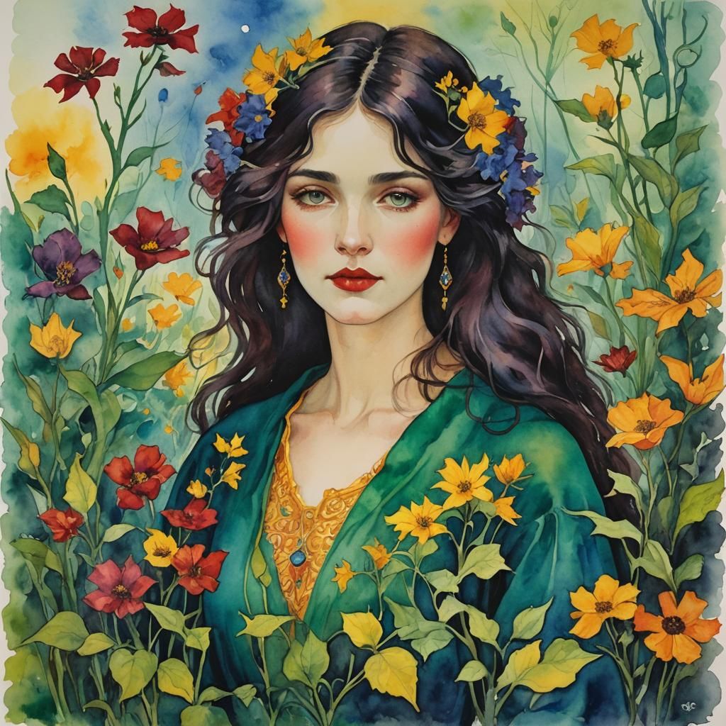 Watercolor Elf with Burnt Edges