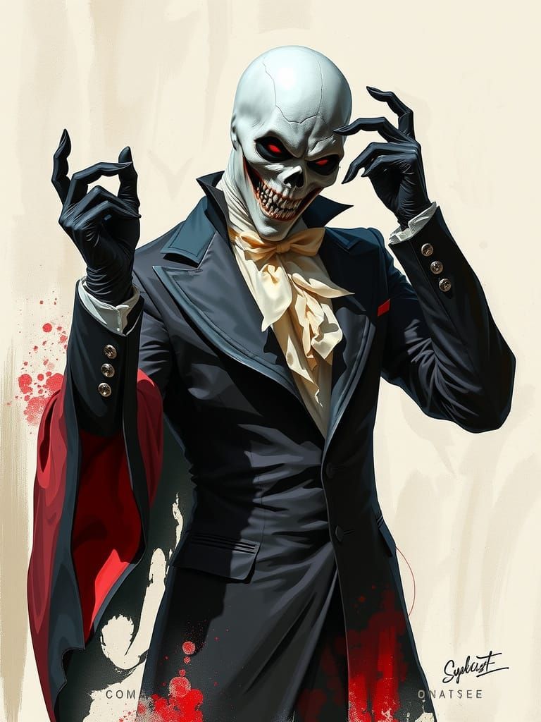 Ghostface in Elegant Attire, Dark Fantasy Style