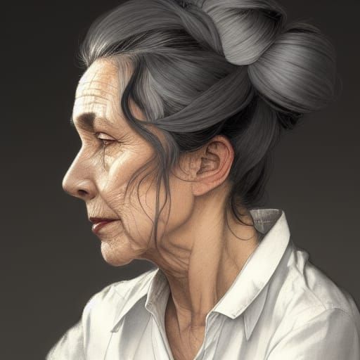 Woman in Embroidered Shirt: Detailed Digital Portrait