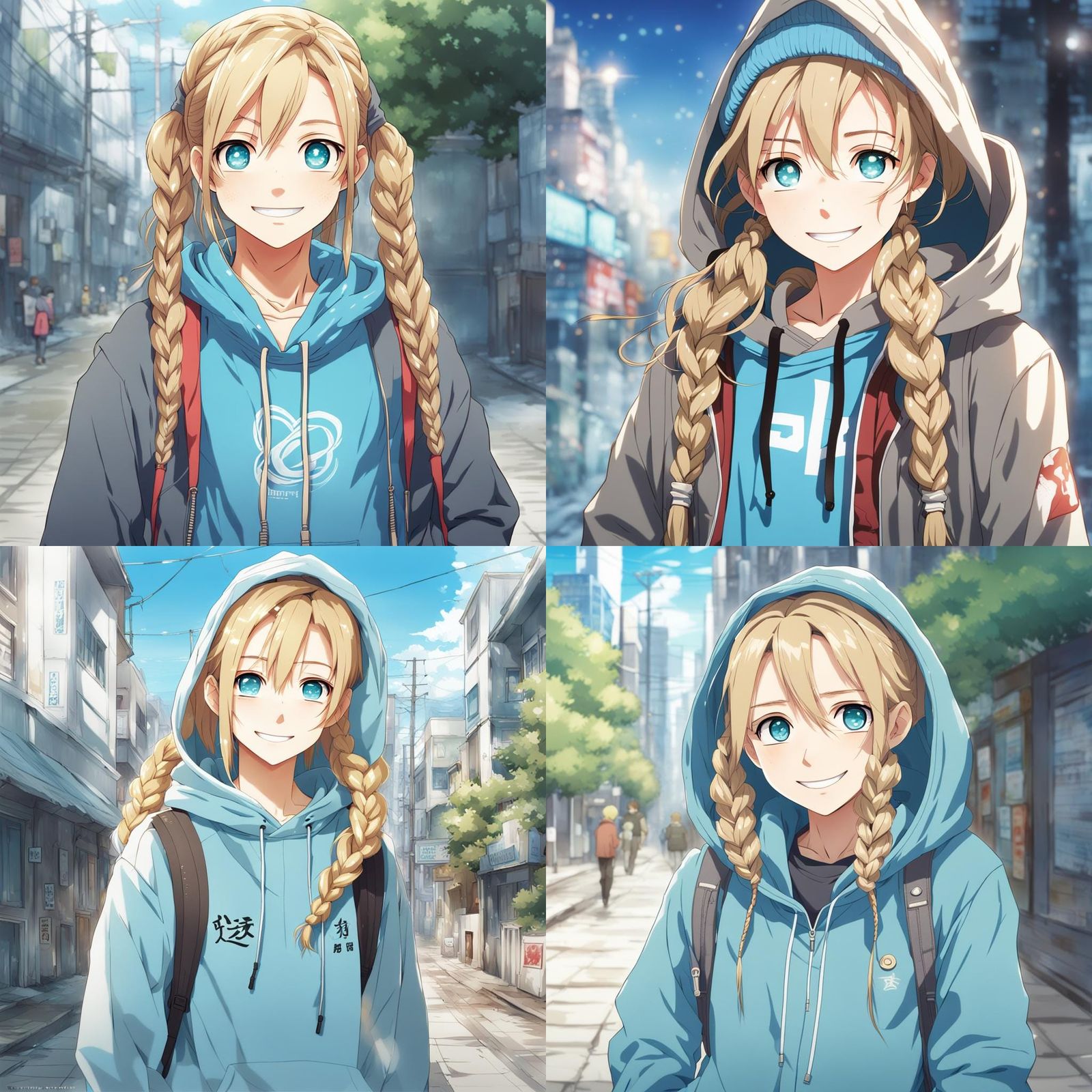 Teenage Girl with Braid in Anime Style