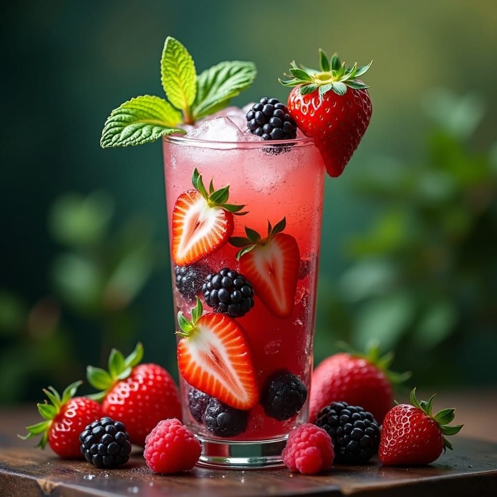 Colorful Berry Still Life in Pop Art Style