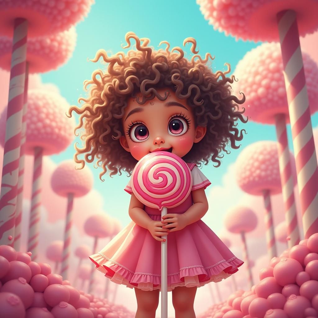 Girl in Candy Land: Art Deco Digital Illustration