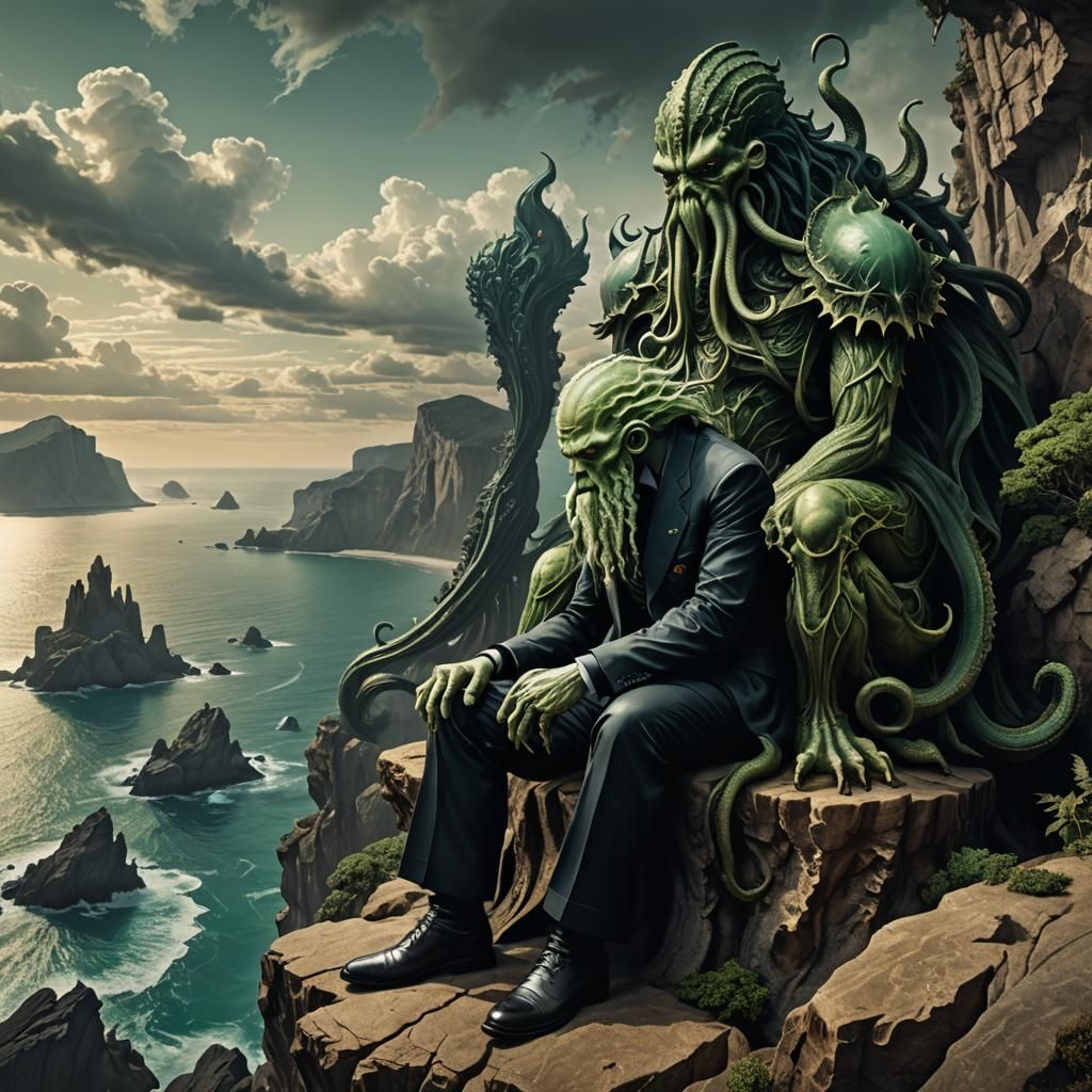 Cthulhu and Son Overlook the Ocean