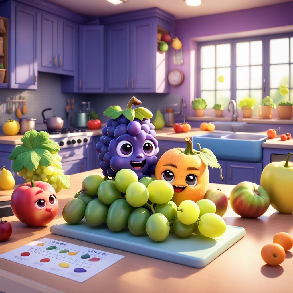 Chibi Grapes Promote Nutrition in 3D Art