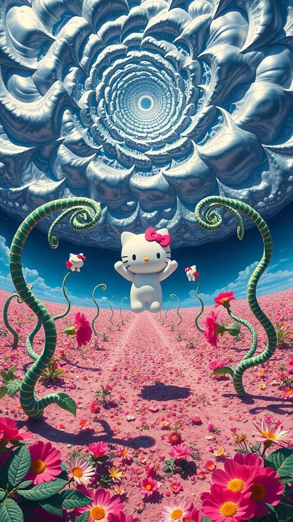 Elastic flora stretching and twisting in a vast surreal land...