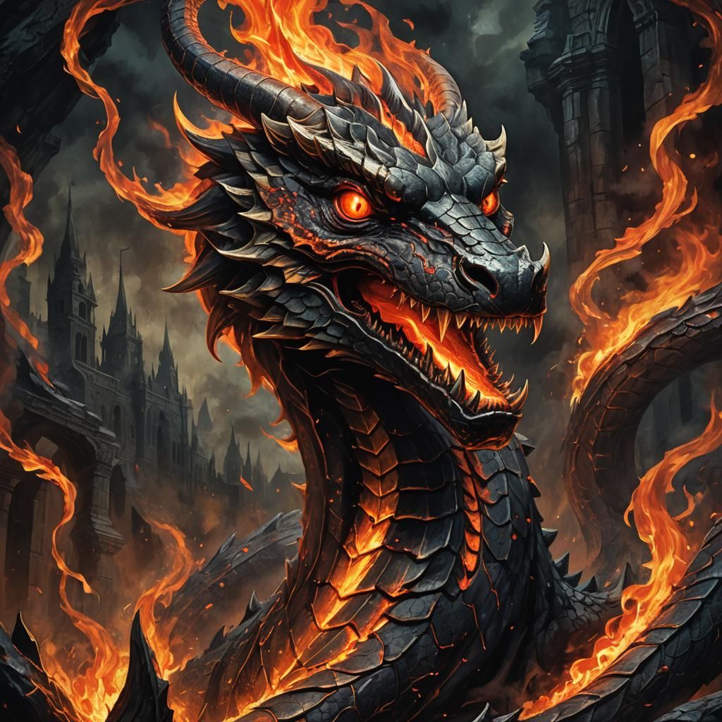 Fire Serpent in Dark Fantasy Style