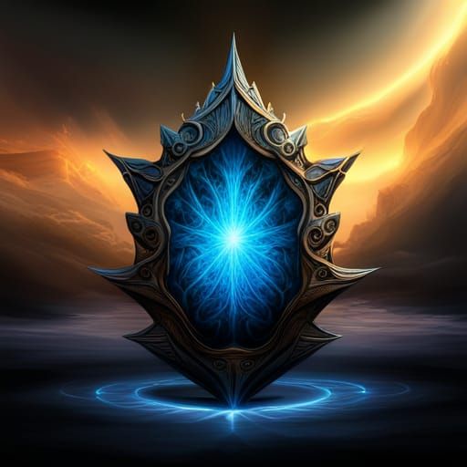 Detailed Blue Magic Seal on Black Background