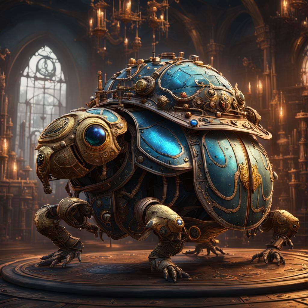 Steampunk Scarab Wizard in Detailed Matte Painting