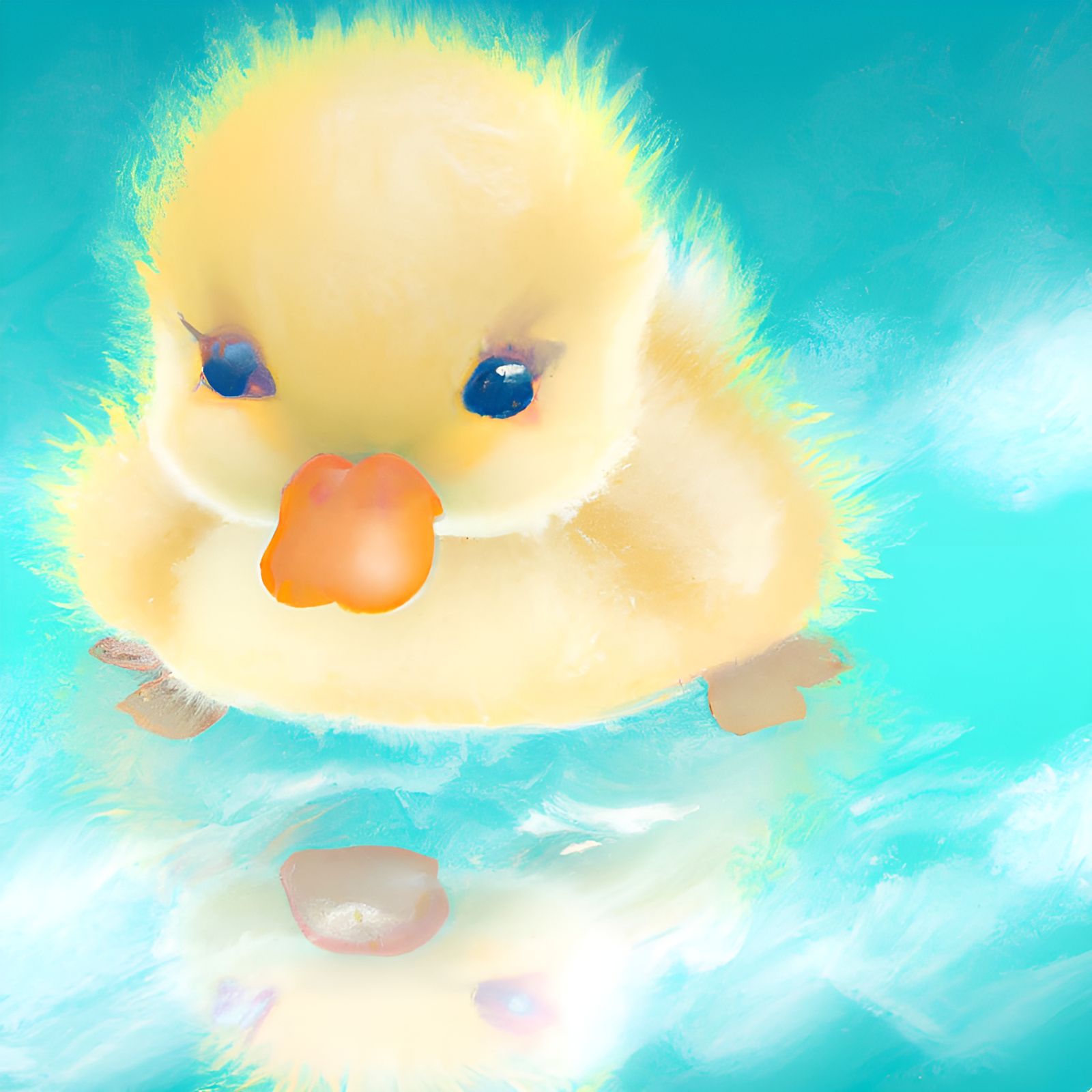 Chibified Duckling in Spring Pastel Colors