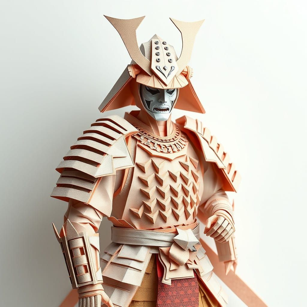 Origami Samurai Warrior in Elegant Papercraft Style