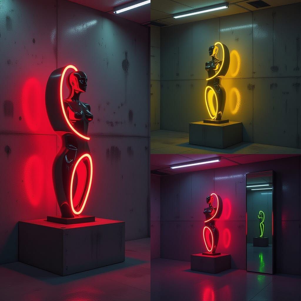 Surreal Neon Sculptures on Cement Walls