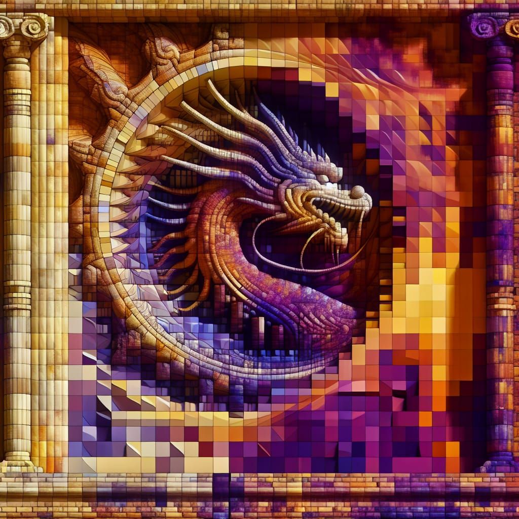 Golden Harmony Brickwork Structure with Dragon Fractal Energ...