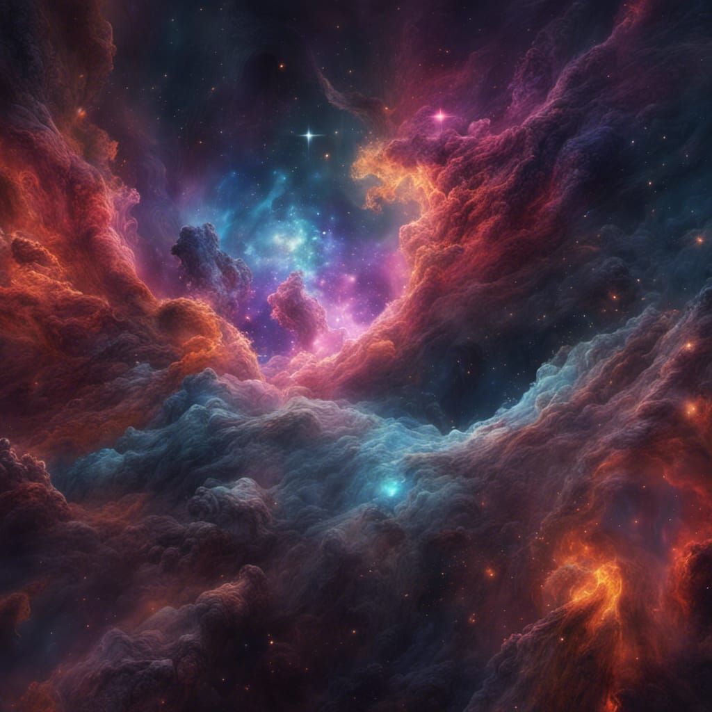 Colorful Nebula Streaming Across Space: Fantasy Concept Art