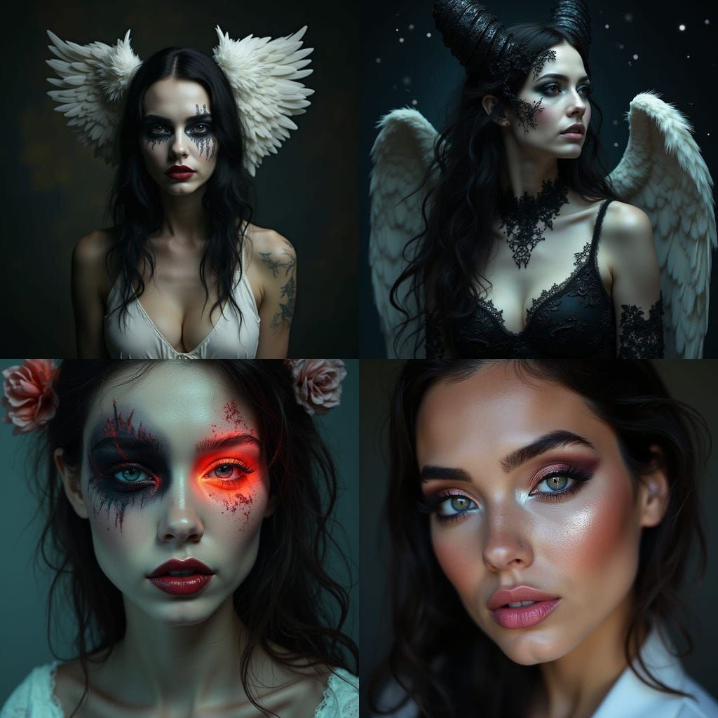 Angel Demon Makeup Woman Portrait