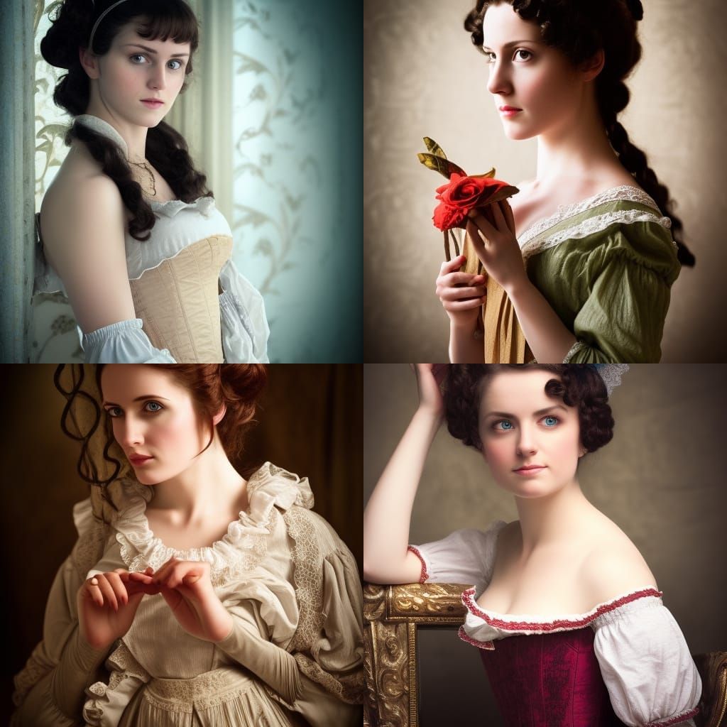 Beautiful Regency Girl Portrait in Hyperrealistic Style