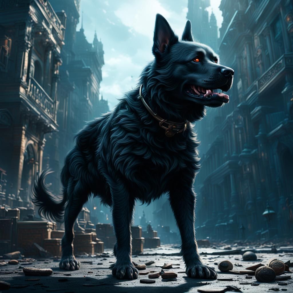 Dramatic Shadow Dog Digital Matte Painting