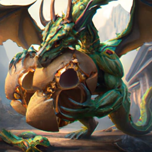Three-Headed Dragon vs Avocado in Dark Fantasy Style