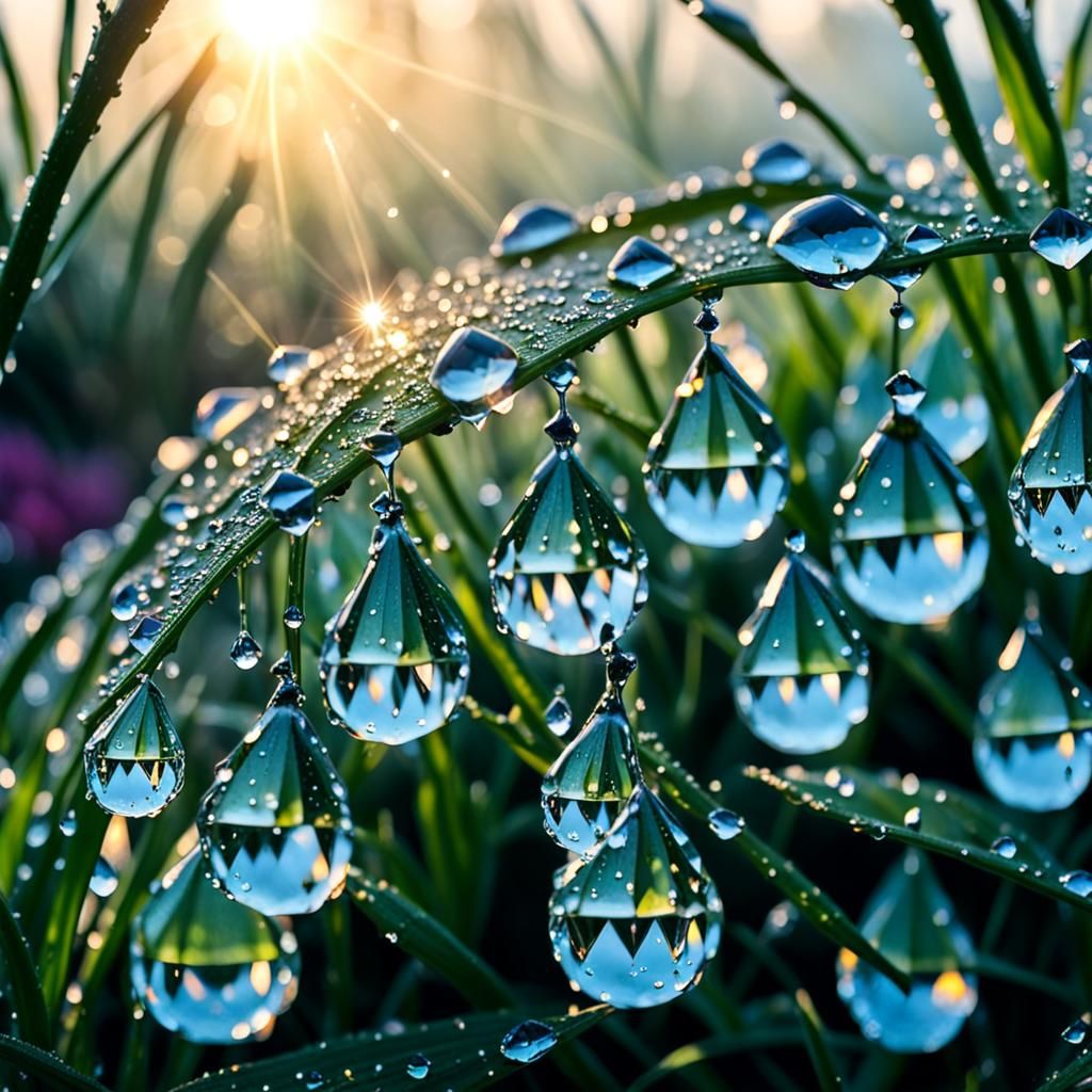 Morning dew drops sparkling like diamonds