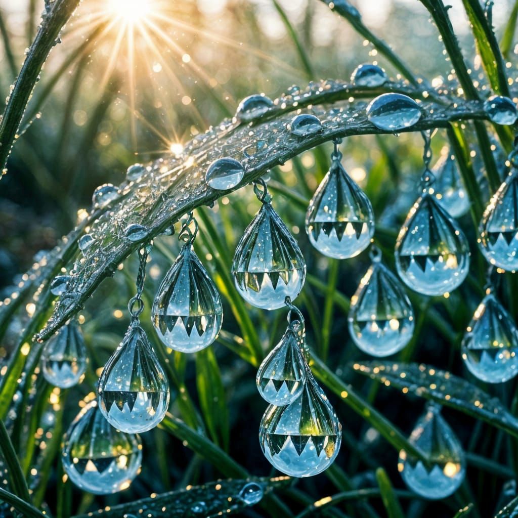 Morning dew drops sparkling like diamonds