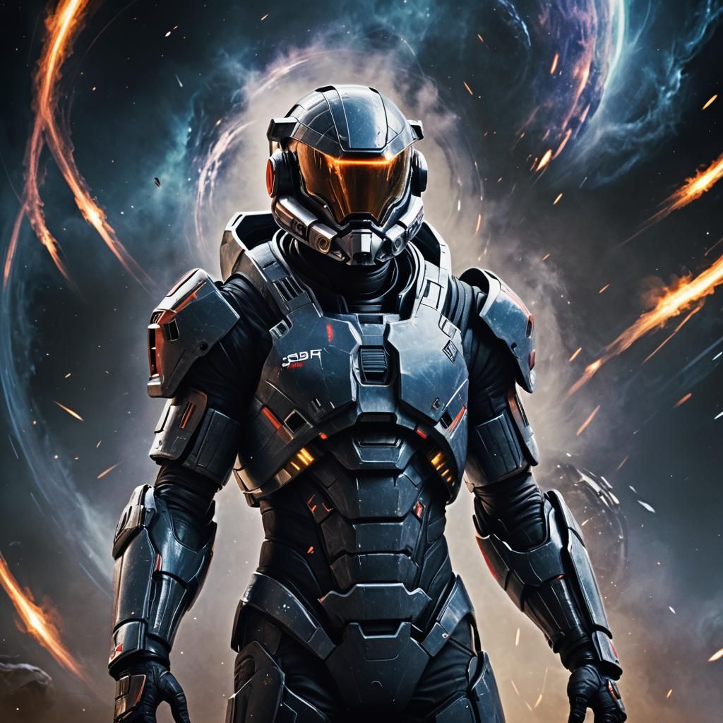 Futuristic Sci-Fi Astronaut Suit with Nebula Mist