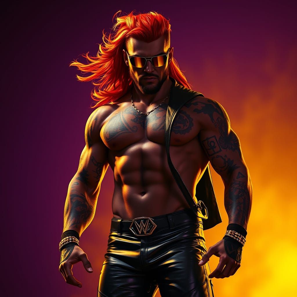 Sensual Wrestler in Dark, Art Nouveau-Inspired 8K Masterpiec...