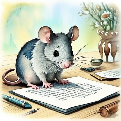 Whimsical Mouse at Quill