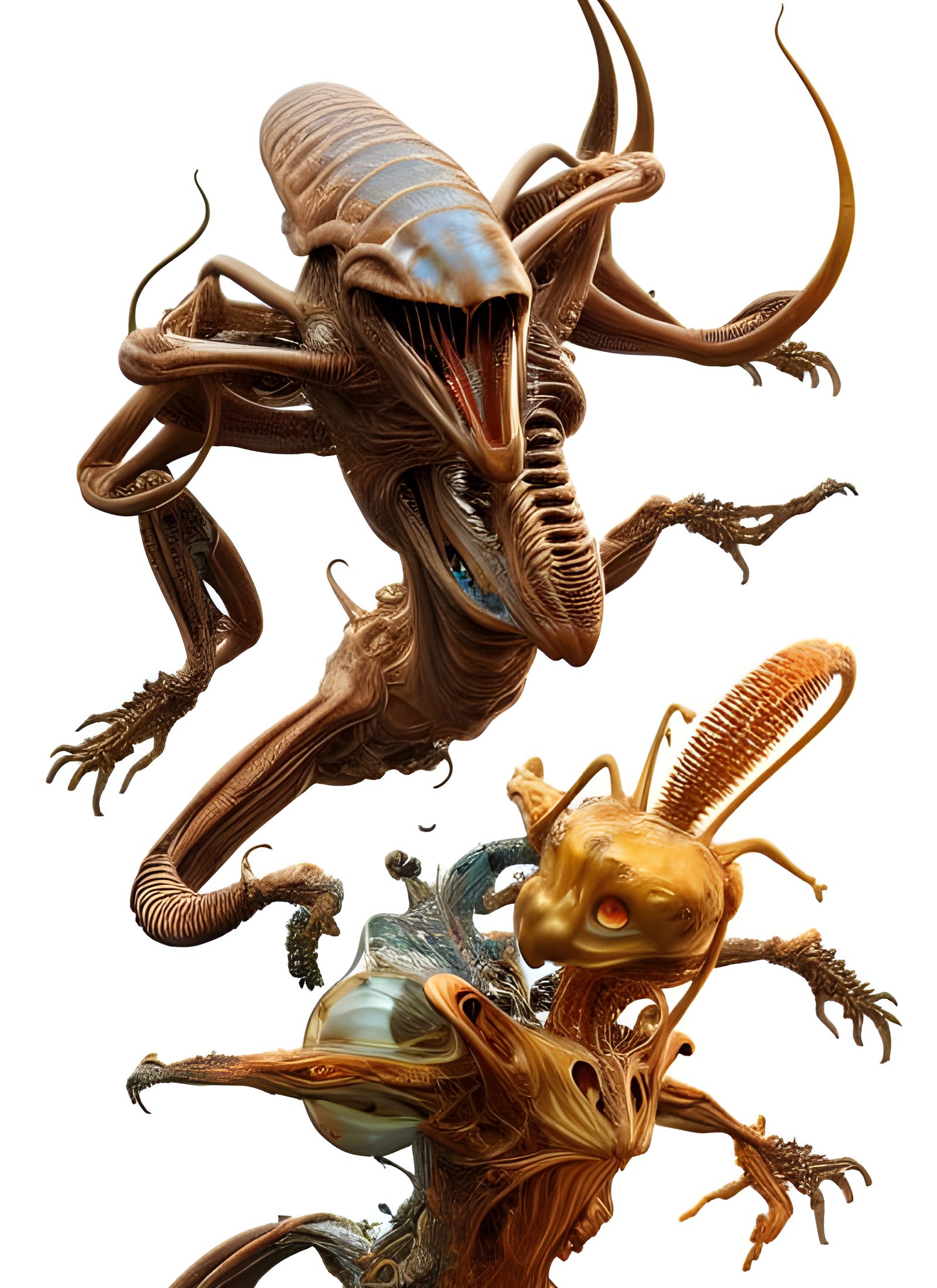 Eldritch Alien Pets in Dreamy Surreal Landscape