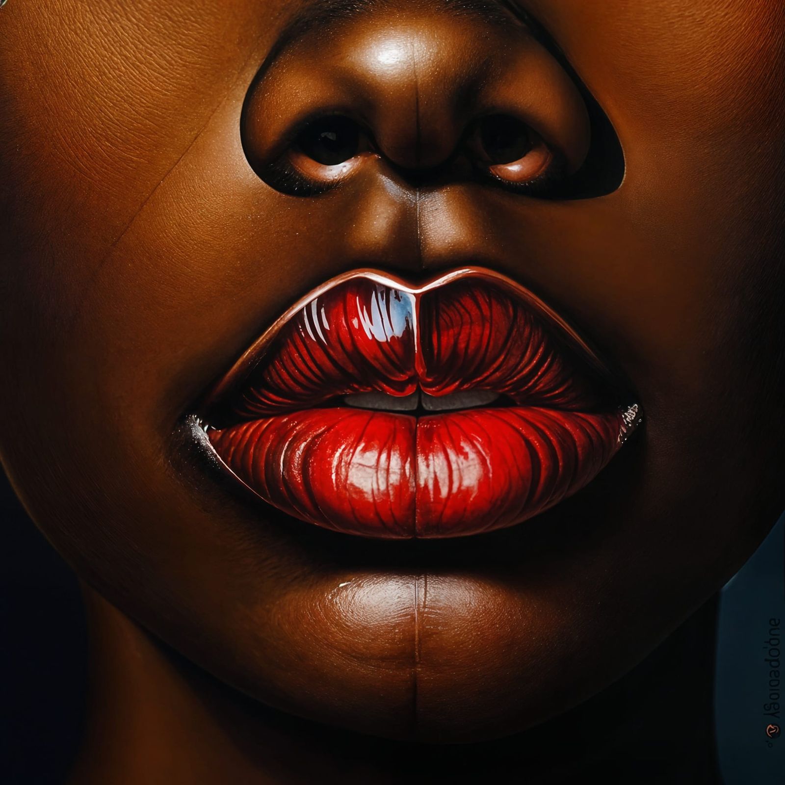 Striking Close-Up of Black Woman's Lips