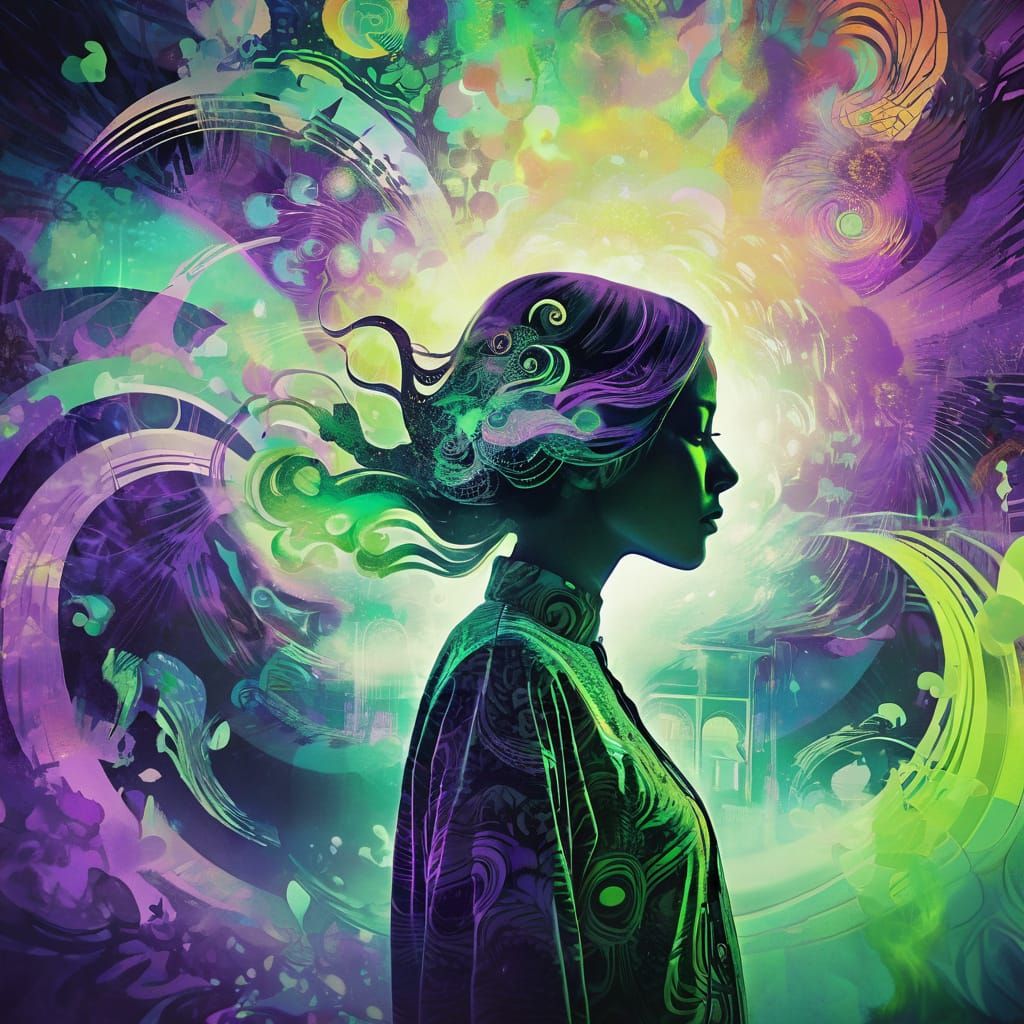 Surreal Dreamscape with Digital Ink Silhouettes