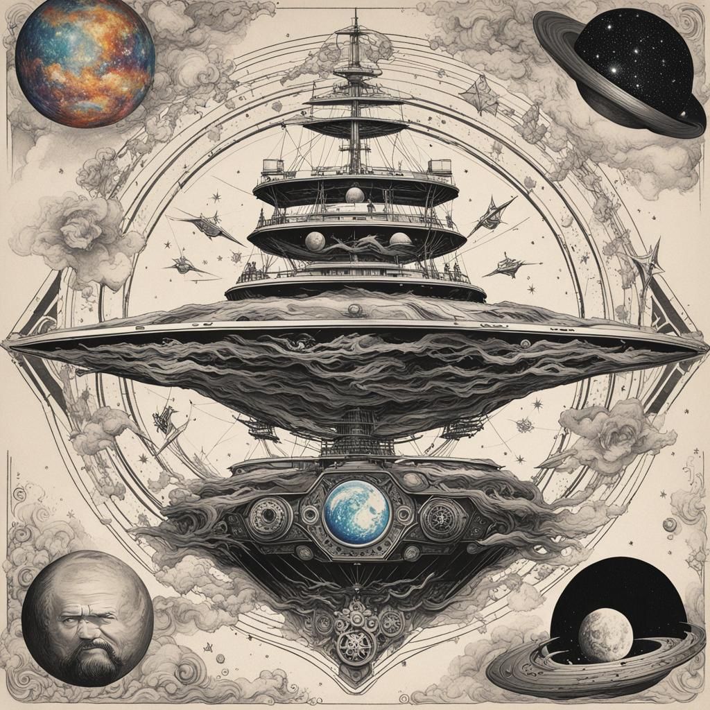 Astral Navigator in Ed Hardy Cosmic Tattoo Style