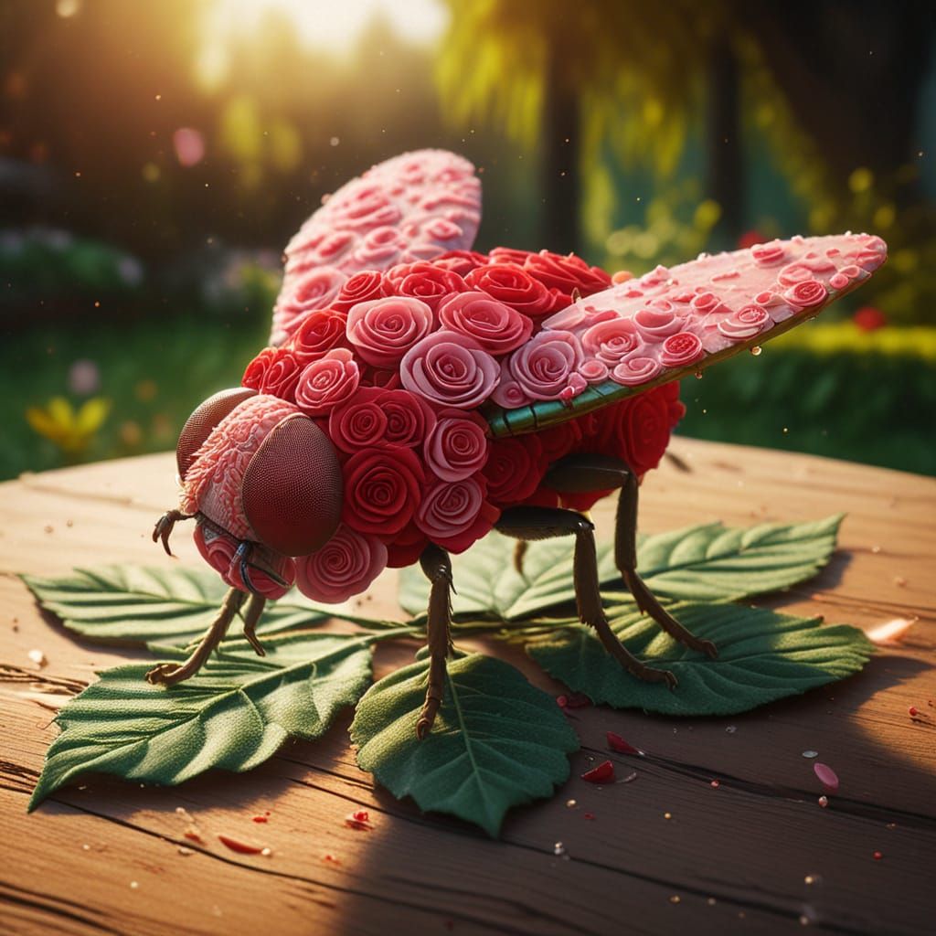 Whimsical Rosefly in Golden Light